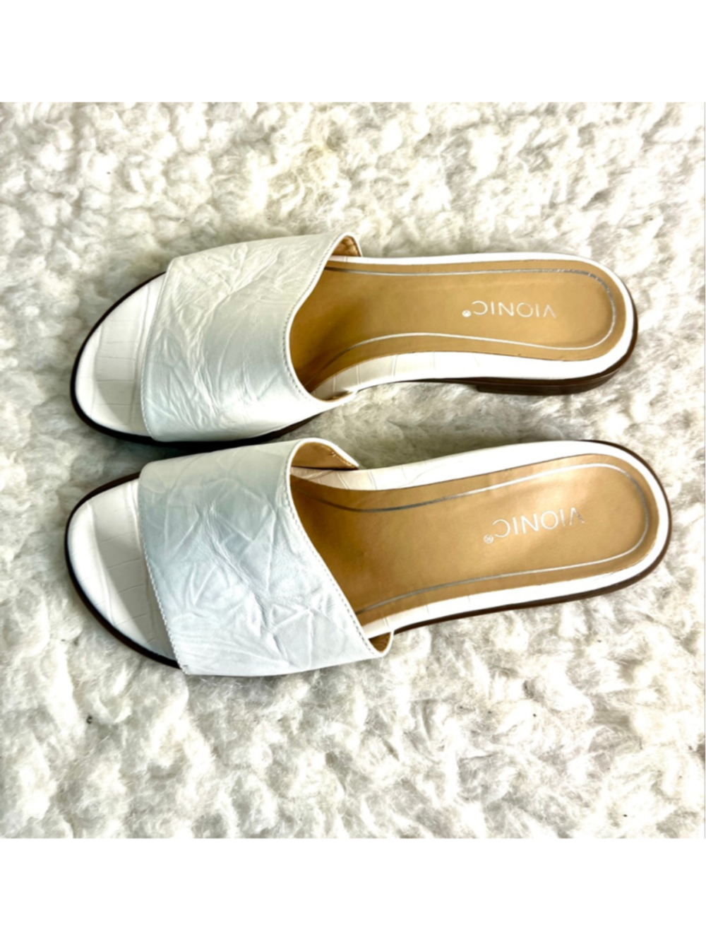 Vionic Citrine Demi slide sandals in white leather women size 7 - Picture 4 of 8